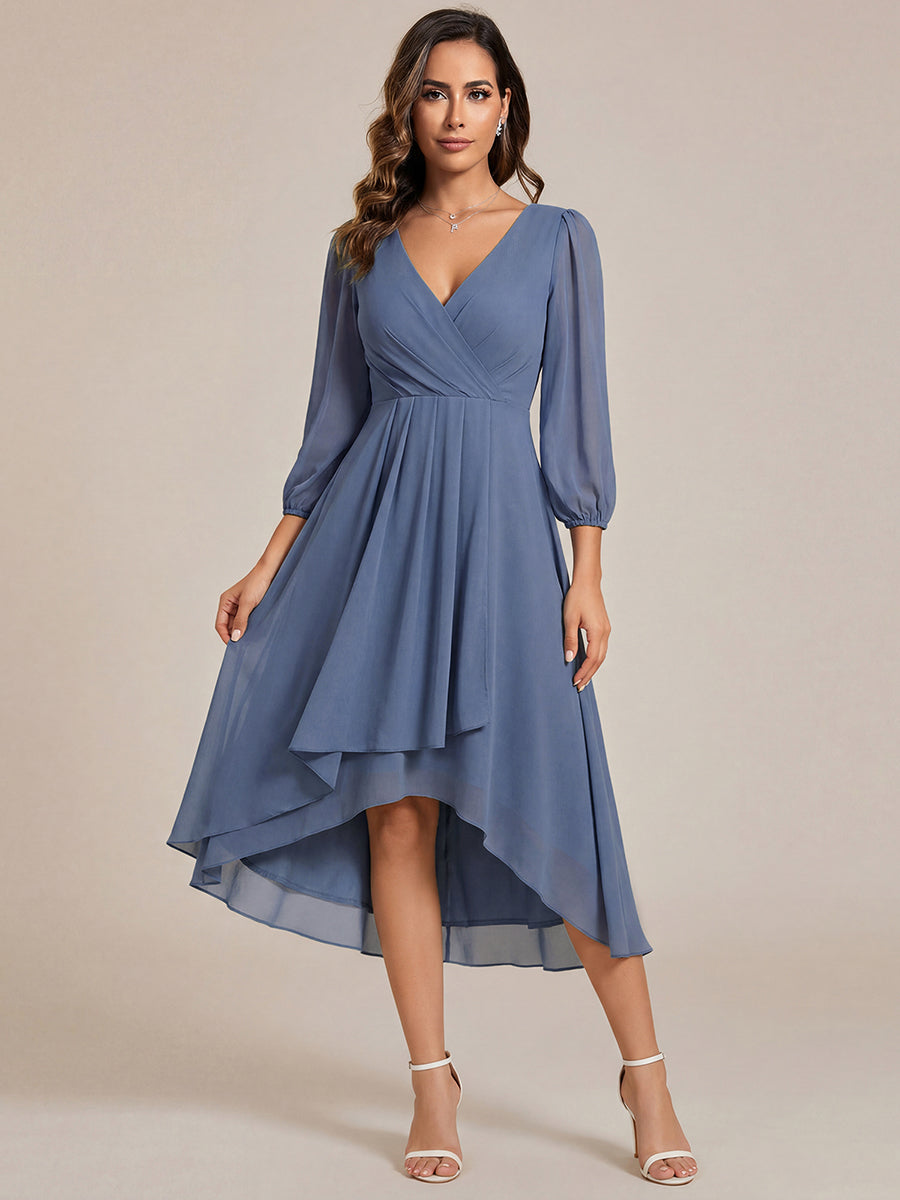 ever BRIAR|3/4 Sleeves Asymmetrical Hem A-Line Midi Wedding Guest Dress