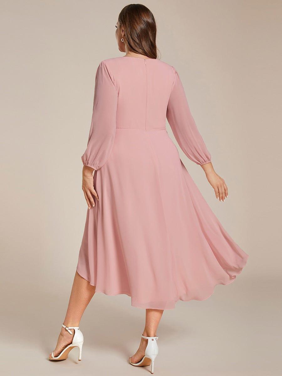 ever BRIAR|See-Through 3/4 Sleeves V-Neck A-Line Chiffon Wedding Guest Dress