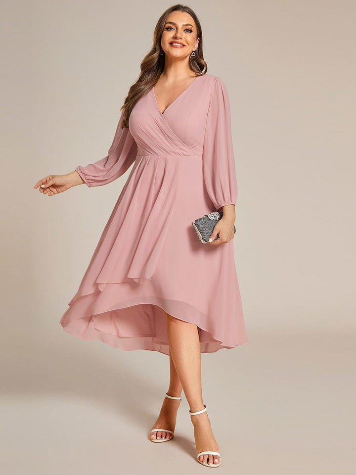 ever BRIAR|See-Through 3/4 Sleeves V-Neck A-Line Chiffon Wedding Guest Dress