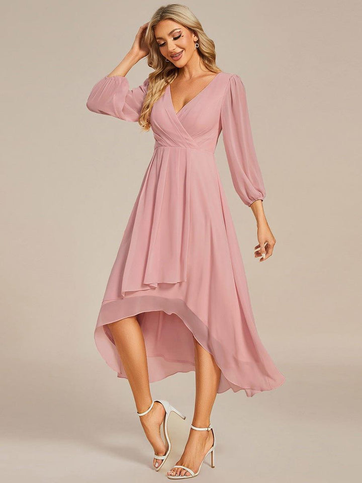 ever BRIAR|See-Through 3/4 Sleeves V-Neck A-Line Chiffon Wedding Guest Dress