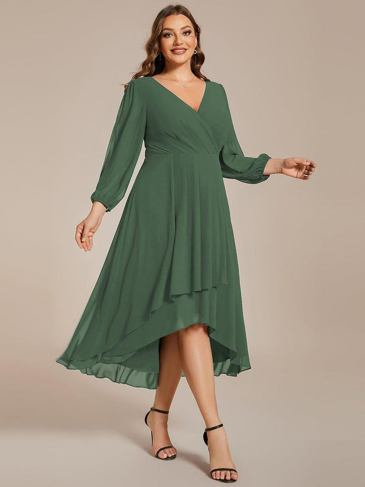 ever BRIAR|3/4 Sleeves Asymmetrical Hem A-Line Midi Wedding Guest Dress