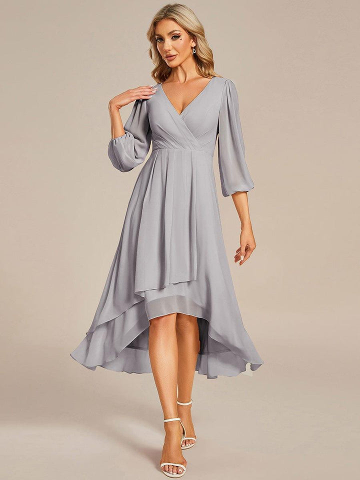 ever BRIAR|3/4 Sleeves Asymmetrical Hem A-Line Midi Wedding Guest Dress