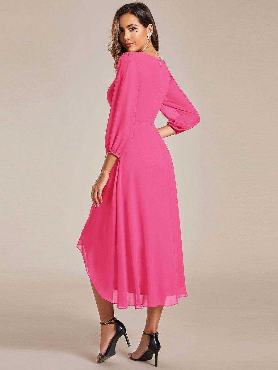 ever BRIAR|3/4 Sleeves Asymmetrical Hem A-Line Midi Wedding Guest Dress