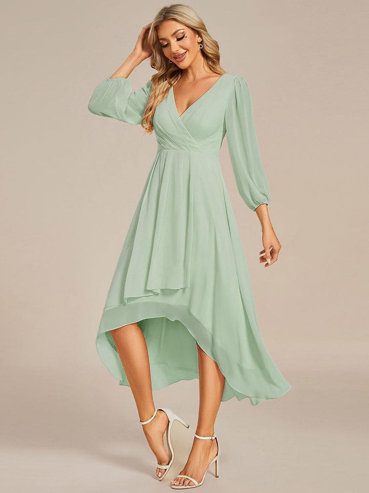 ever BRIAR|3/4 Sleeves Asymmetrical Hem A-Line Midi Wedding Guest Dress