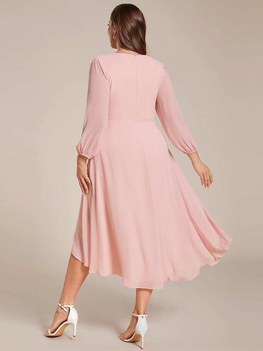 ever BRIAR|3/4 Sleeves Asymmetrical Hem A-Line Midi Wedding Guest Dress