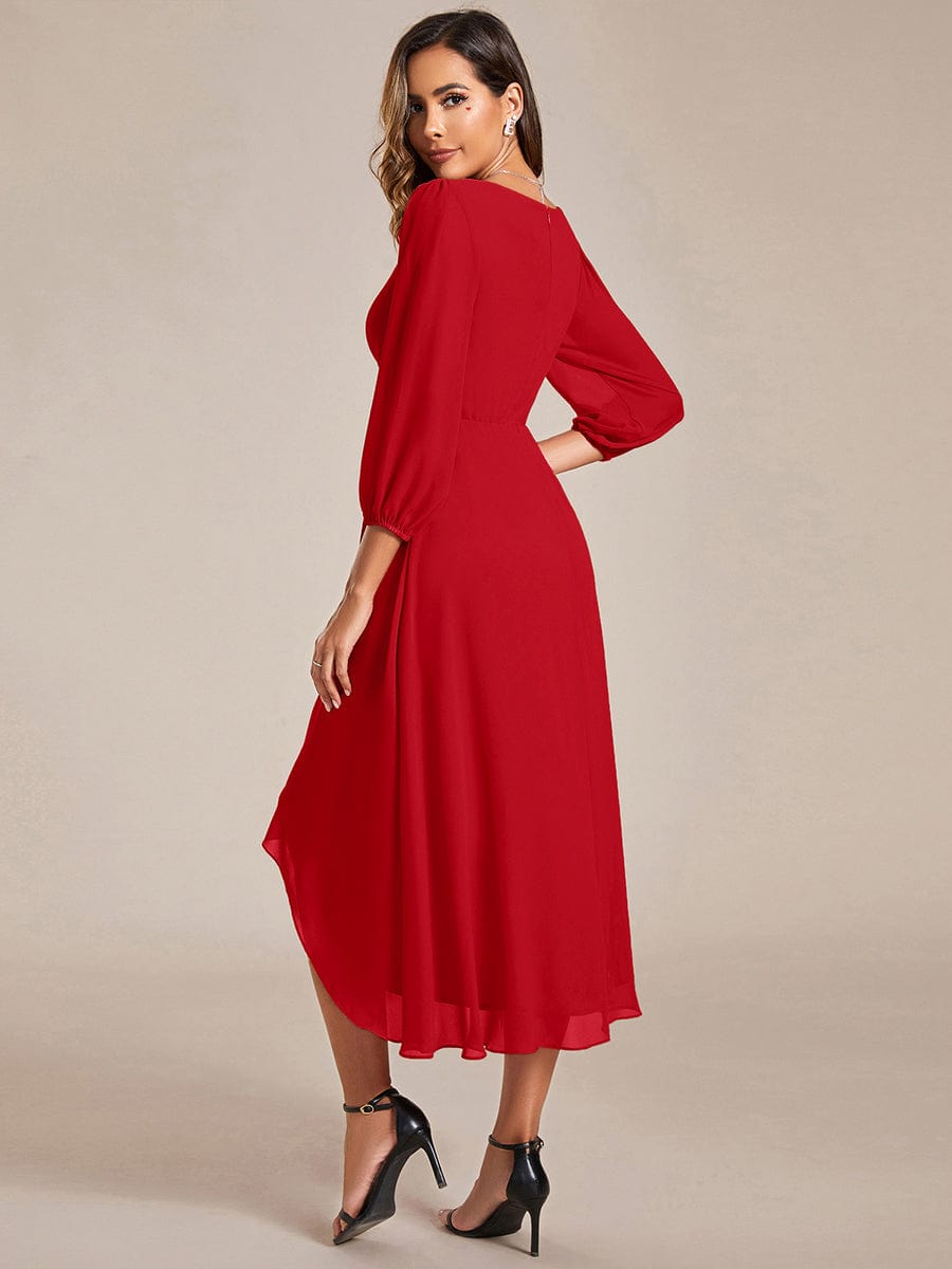 ever BRIAR|See-Through 3/4 Sleeves V-Neck A-Line Chiffon Wedding Guest Dress