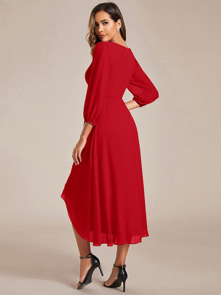 ever BRIAR|See-Through 3/4 Sleeves V-Neck A-Line Chiffon Wedding Guest Dress