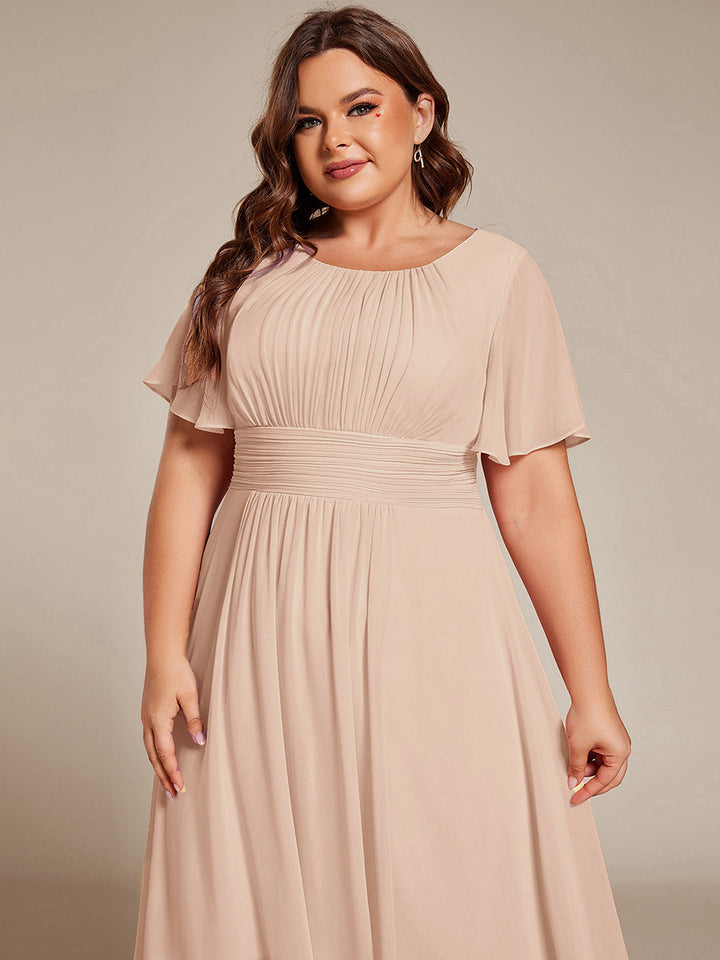 ever EDEN|Chic A-Line Pleated Knee-Length Flowy Chiffon Wedding Guest Dress