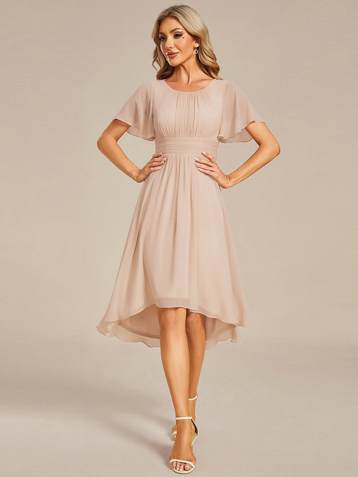 ever EDEN|Chic A-Line Pleated Knee-Length Flowy Chiffon Wedding Guest Dress