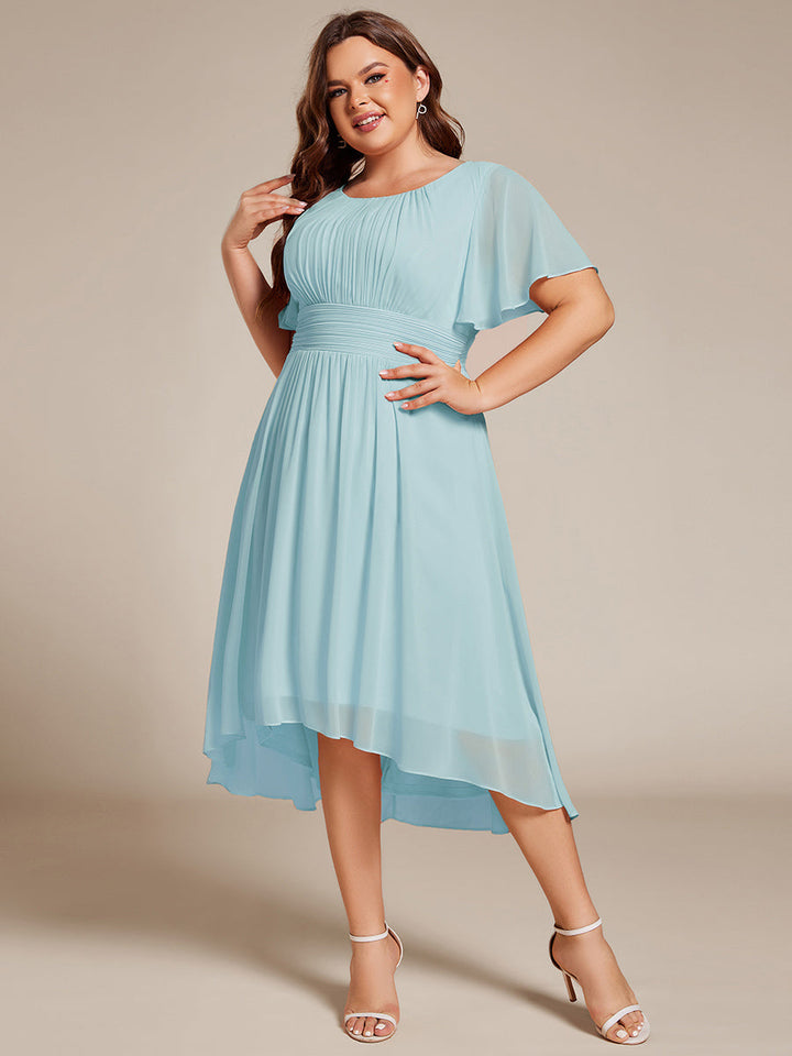 ever EDEN|Chic A-Line Pleated Knee-Length Flowy Chiffon Wedding Guest Dress