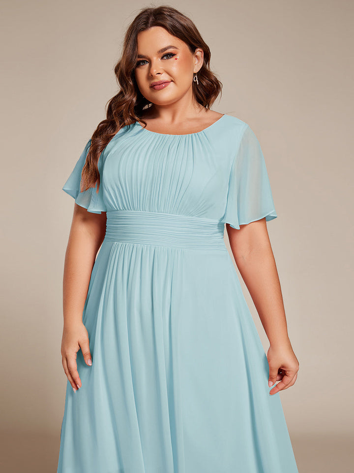 ever EDEN|Chic A-Line Pleated Knee-Length Flowy Chiffon Wedding Guest Dress