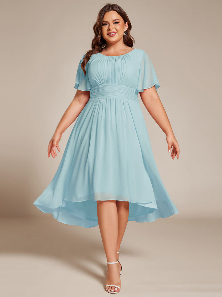 ever EDEN|Chic A-Line Pleated Knee-Length Flowy Chiffon Wedding Guest Dress