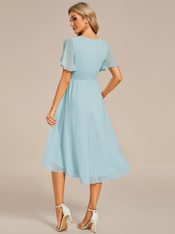 ever EDEN|Chic A-Line Pleated Knee-Length Flowy Chiffon Wedding Guest Dress