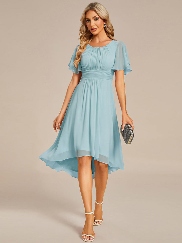 ever EDEN|Chic A-Line Pleated Knee-Length Flowy Chiffon Wedding Guest Dress