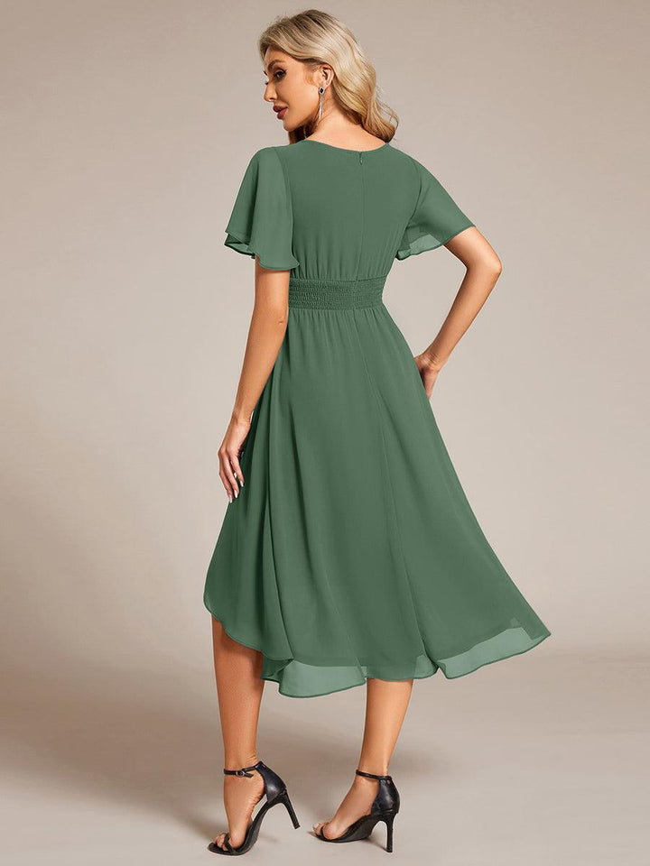 ever EDEN|Flowy Chiffon Round Neckline A-Line Knee Length Wedding Guest Dress