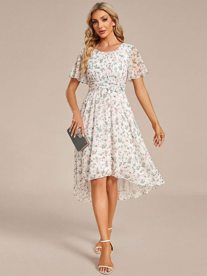 ever EDEN|Chic A-Line Pleated Knee-Length Flowy Chiffon Wedding Guest Dress