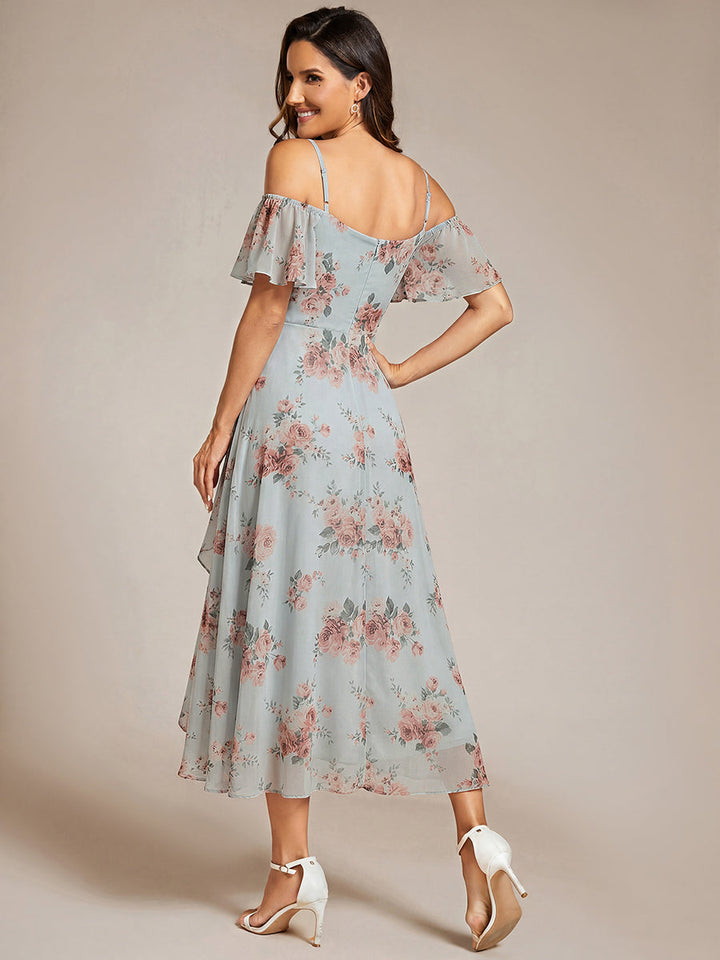 ever JORDANE|Spaghetti Strap Cold Shoulder Chiffon A-Line Midi Wedding Guest Dress
