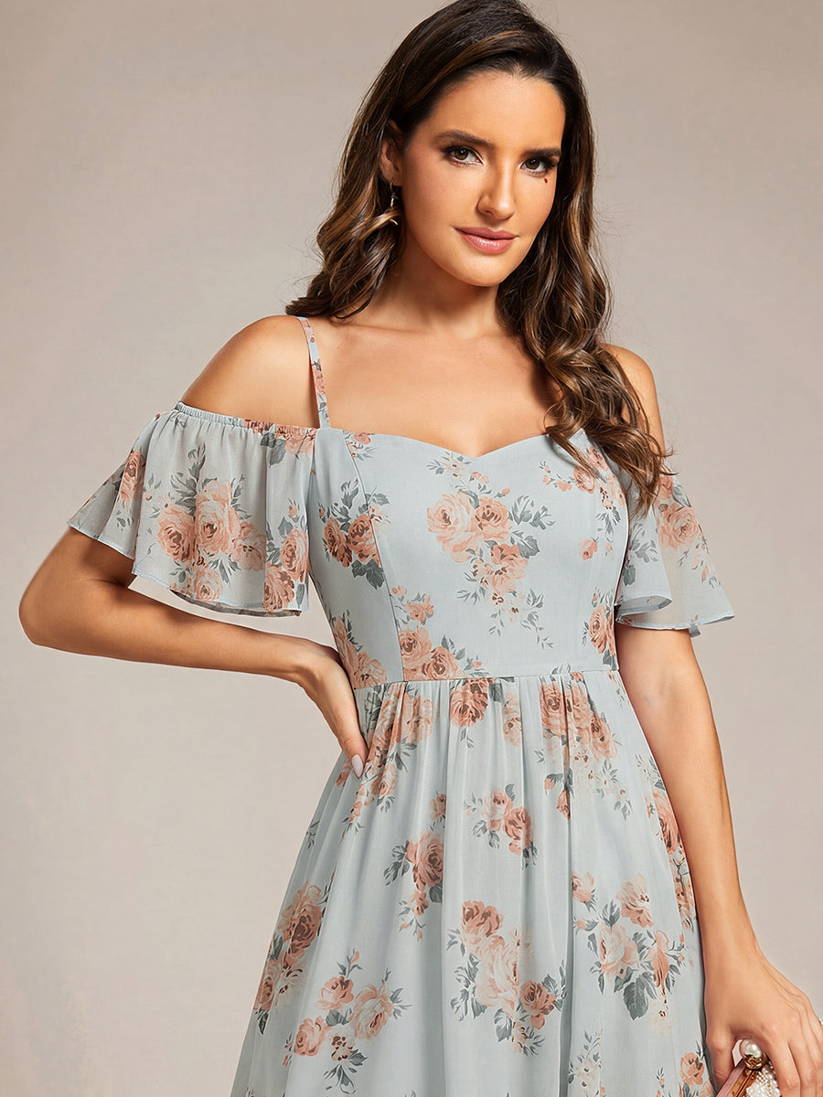 ever JORDANE|Spaghetti Strap Cold Shoulder Chiffon A-Line Midi Wedding Guest Dress