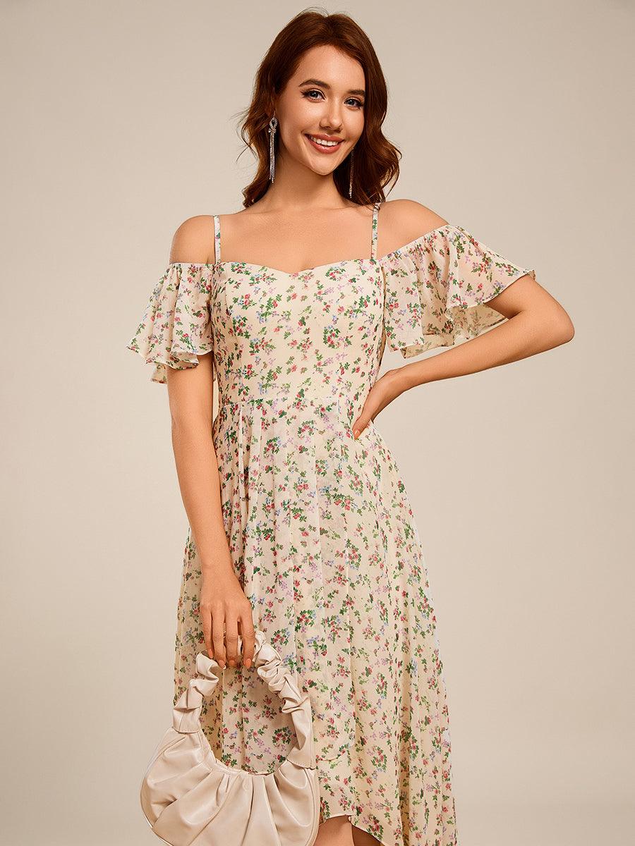 ever JORDANE|Spaghetti Strap Cold Shoulder Chiffon A-Line Midi Wedding Guest Dress