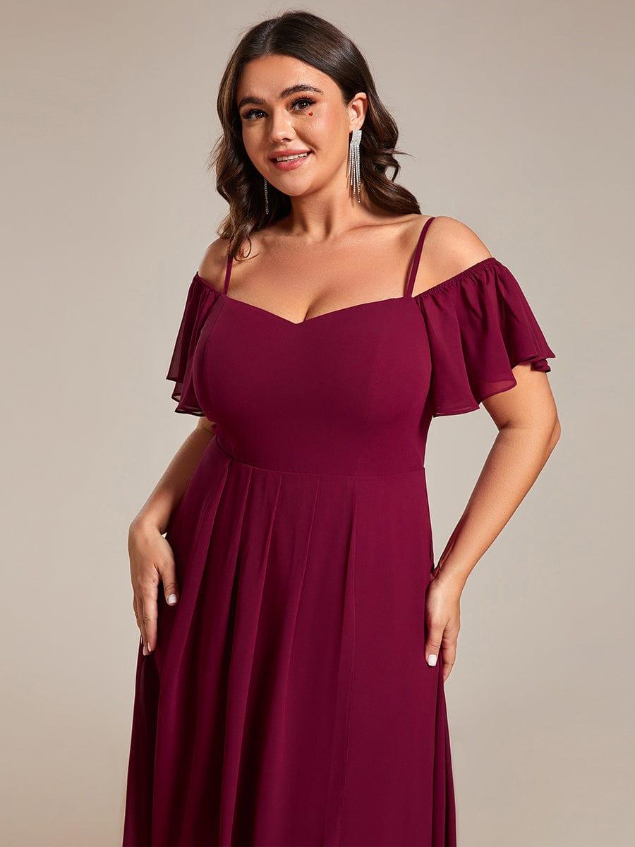 ever JORDANE|Spaghetti Strap Cold Shoulder Chiffon A-Line Midi Wedding Guest Dress