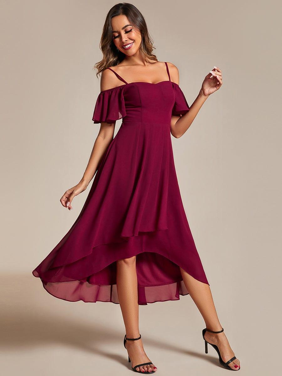 ever JORDANE|Spaghetti Strap Cold Shoulder Chiffon A-Line Midi Wedding Guest Dress
