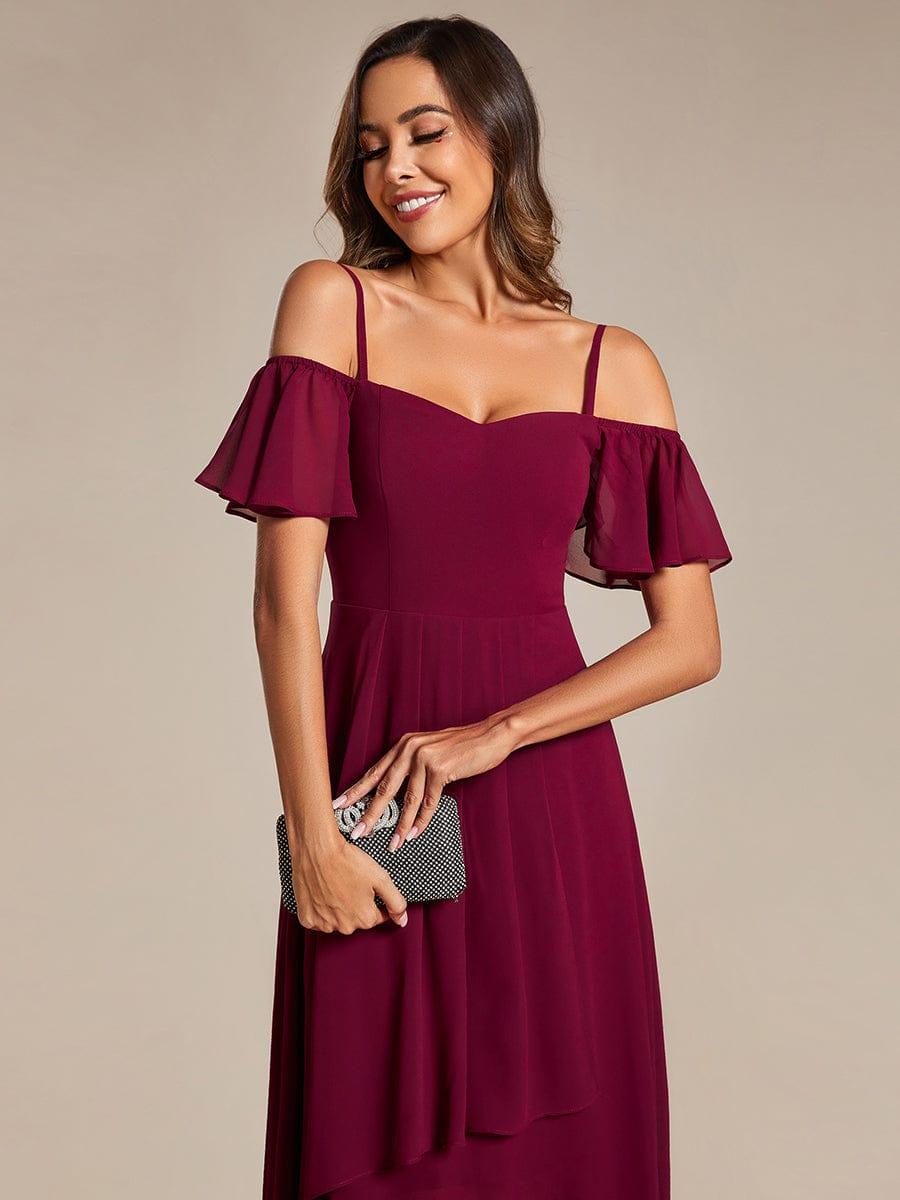 ever JORDANE|Spaghetti Strap Cold Shoulder Chiffon A-Line Midi Wedding Guest Dress