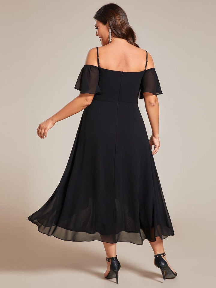 ever JORDANE|Spaghetti Strap Cold Shoulder Chiffon A-Line Midi Wedding Guest Dress