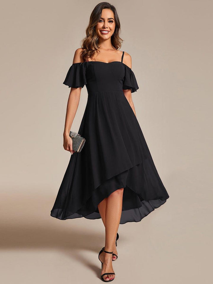 ever JORDANE|Spaghetti Strap Cold Shoulder Chiffon A-Line Midi Wedding Guest Dress