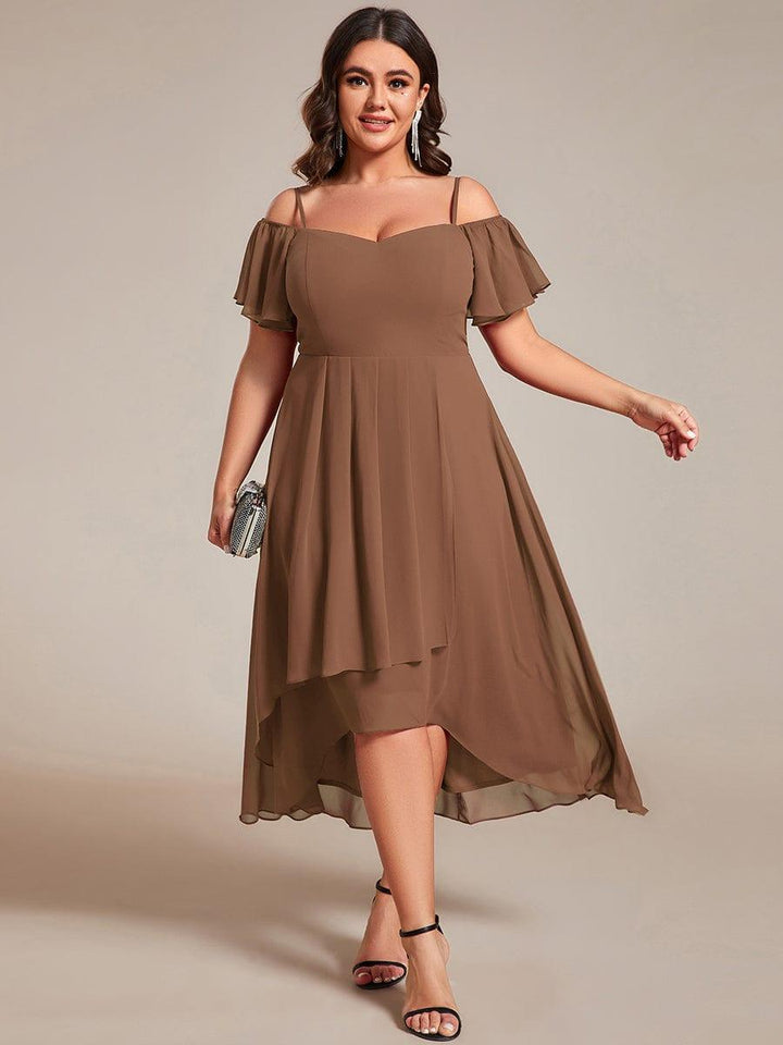 ever JORDANE|Spaghetti Strap Cold Shoulder Chiffon A-Line Midi Wedding Guest Dress