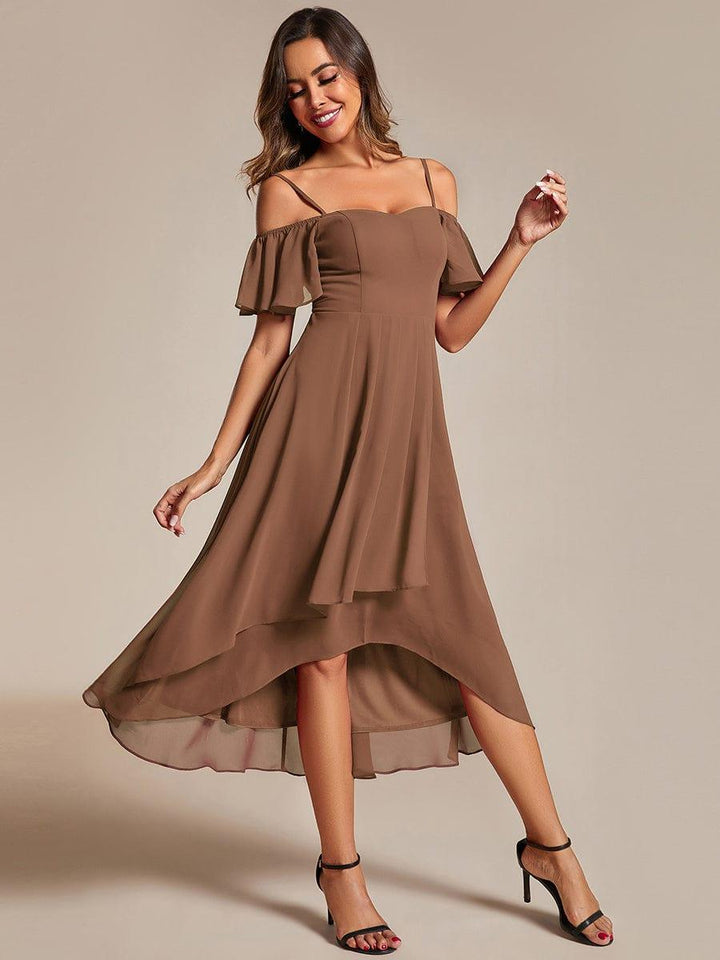 ever JORDANE|Spaghetti Strap Cold Shoulder Chiffon A-Line Midi Wedding Guest Dress