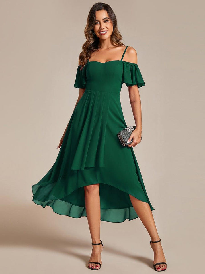 ever JORDANE|Spaghetti Strap Cold Shoulder Chiffon A-Line Midi Wedding Guest Dress