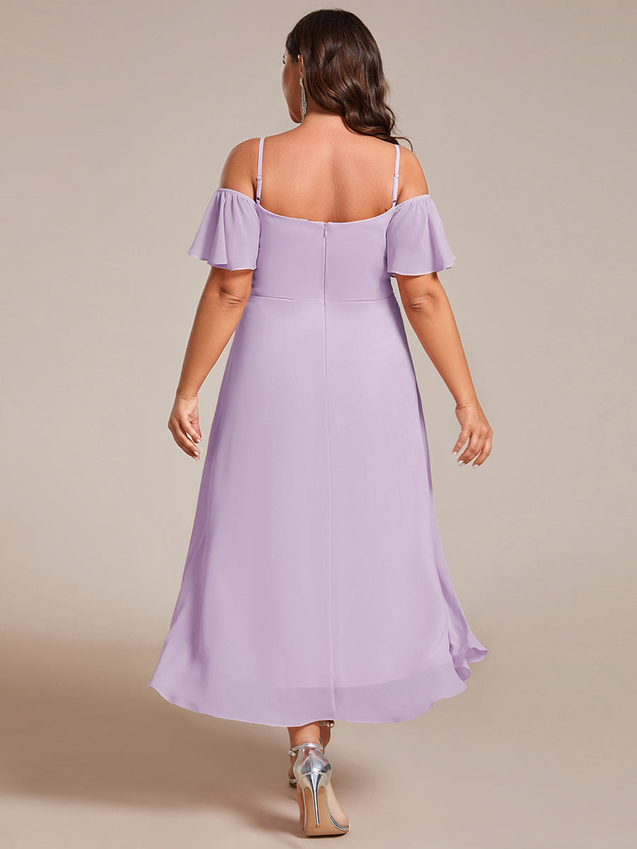 ever JORDANE|Spaghetti Strap Cold Shoulder Chiffon A-Line Midi Wedding Guest Dress