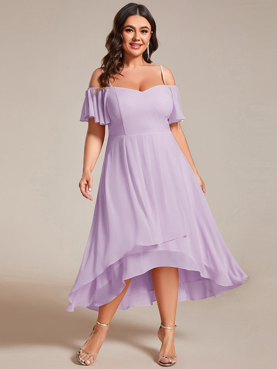 ever JORDANE|Spaghetti Strap Cold Shoulder Chiffon A-Line Midi Wedding Guest Dress
