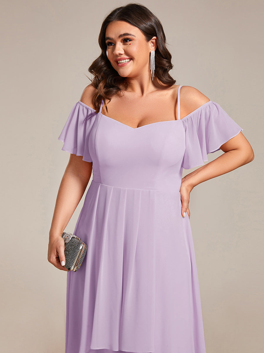 ever JORDANE|Spaghetti Strap Cold Shoulder Chiffon A-Line Midi Wedding Guest Dress