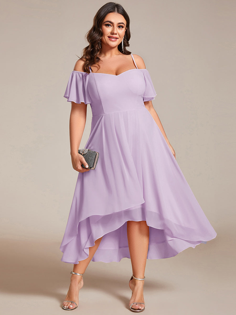 ever JORDANE|Spaghetti Strap Cold Shoulder Chiffon A-Line Midi Wedding Guest Dress