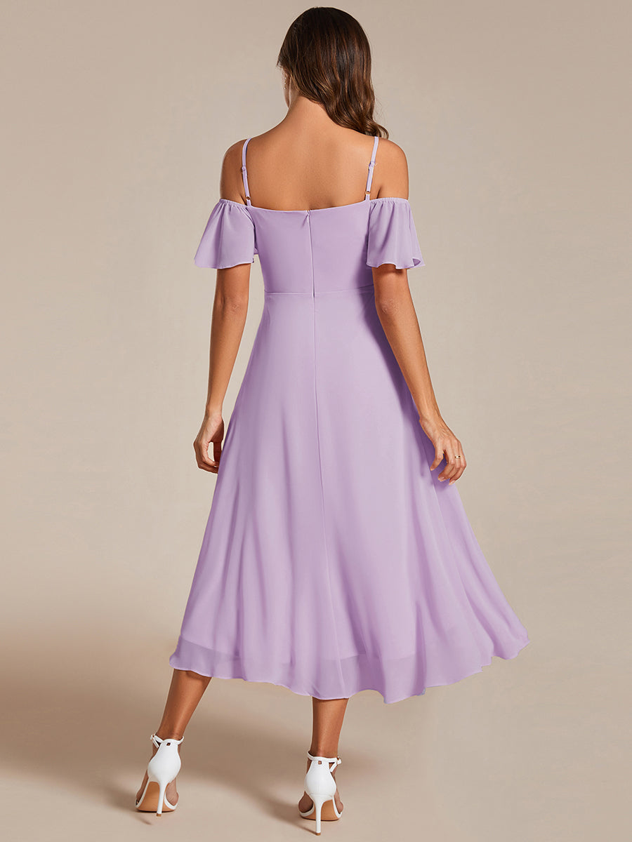 ever JORDANE|Spaghetti Strap Cold Shoulder Chiffon A-Line Midi Wedding Guest Dress