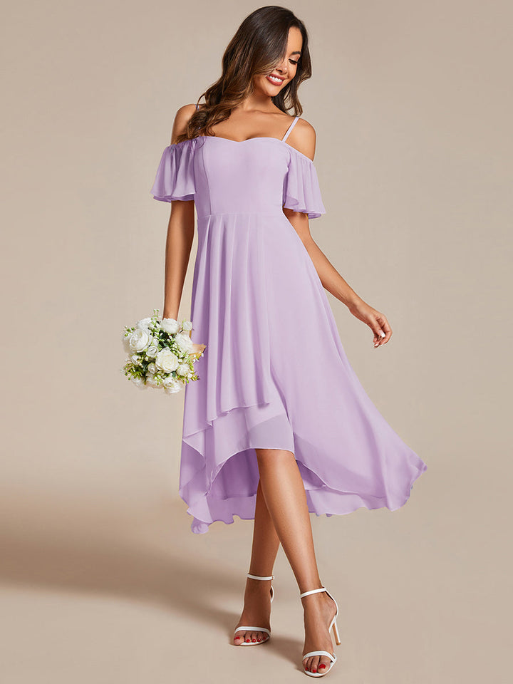 ever JORDANE|Spaghetti Strap Cold Shoulder Chiffon A-Line Midi Wedding Guest Dress