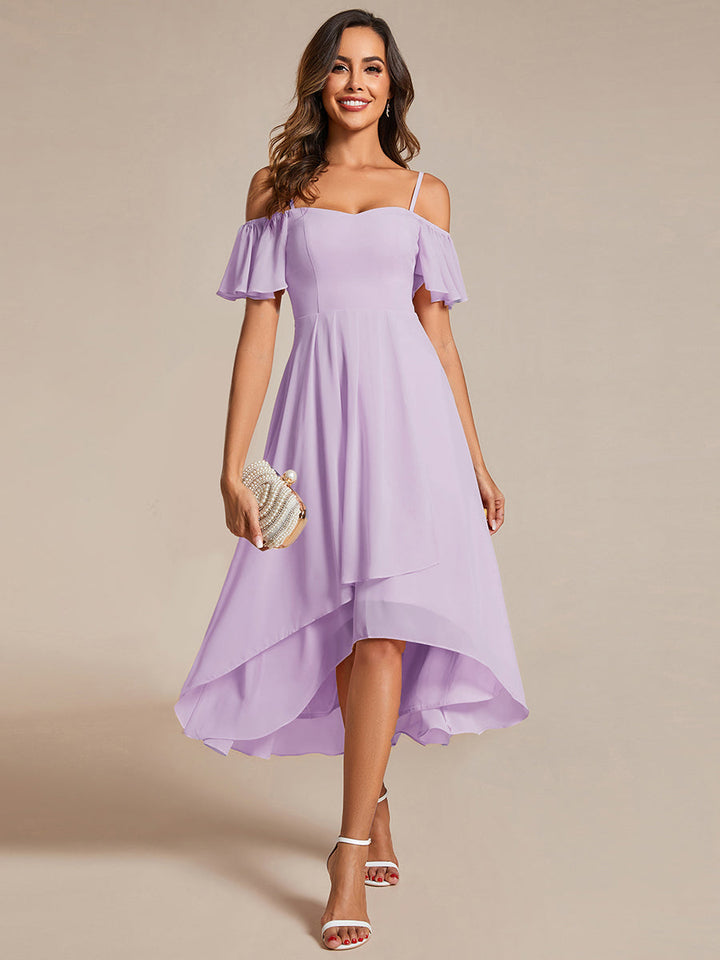 ever JORDANE|Spaghetti Strap Cold Shoulder Chiffon A-Line Midi Wedding Guest Dress