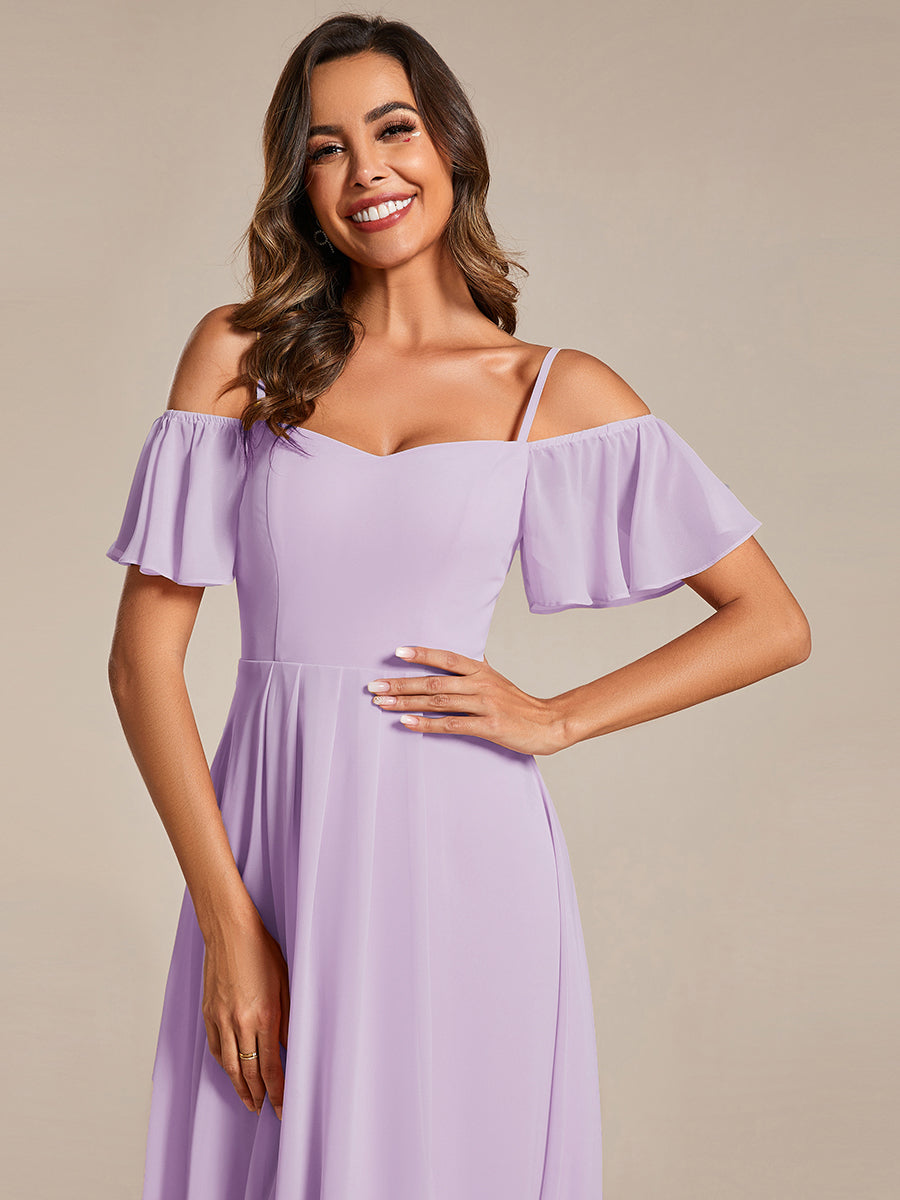ever JORDANE|Spaghetti Strap Cold Shoulder Chiffon A-Line Midi Wedding Guest Dress