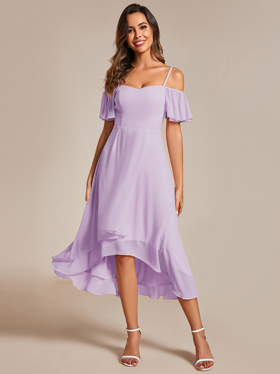 ever JORDANE|Spaghetti Strap Cold Shoulder Chiffon A-Line Midi Wedding Guest Dress