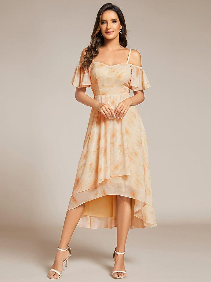 ever JORDANE|Spaghetti Strap Cold Shoulder Chiffon A-Line Midi Wedding Guest Dress