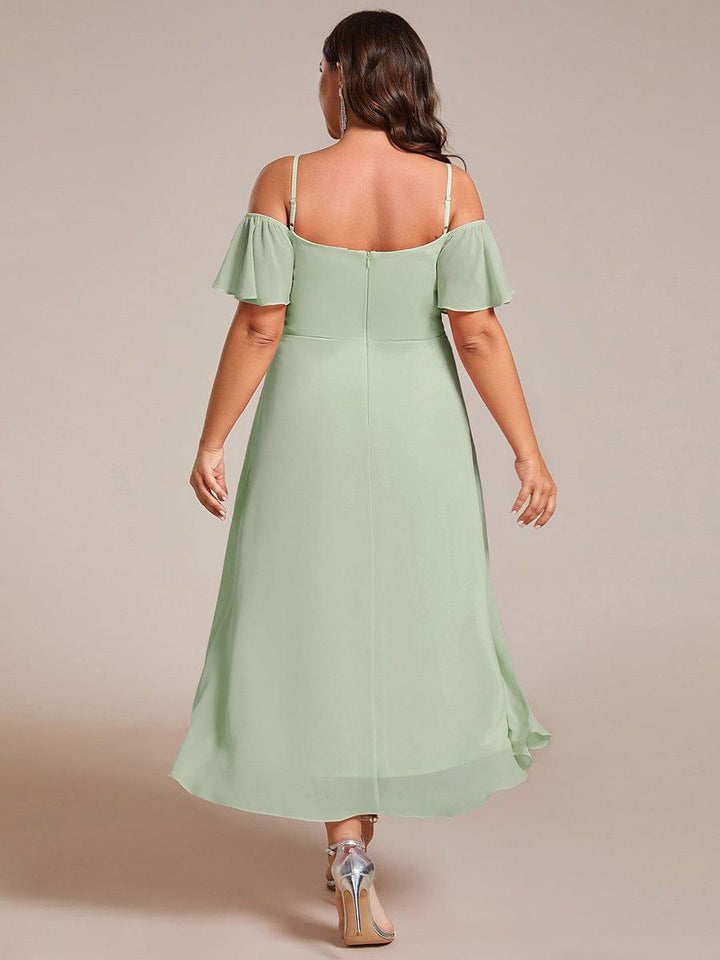 ever JORDANE|Spaghetti Strap Cold Shoulder Chiffon A-Line Midi Wedding Guest Dress
