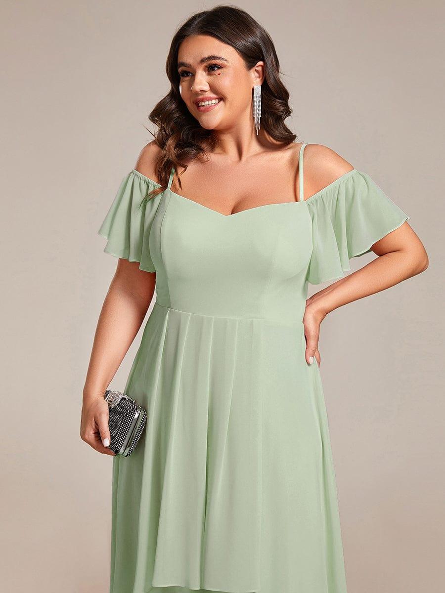 ever JORDANE|Spaghetti Strap Cold Shoulder Chiffon A-Line Midi Wedding Guest Dress