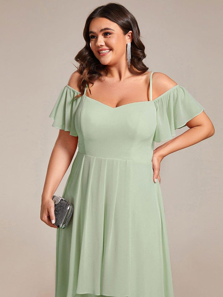 ever JORDANE|Spaghetti Strap Cold Shoulder Chiffon A-Line Midi Wedding Guest Dress