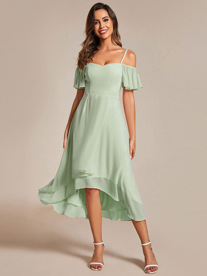 ever JORDANE|Spaghetti Strap Cold Shoulder Chiffon A-Line Midi Wedding Guest Dress