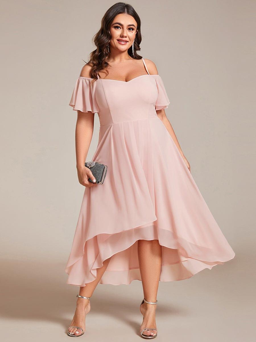 ever JORDANE|Spaghetti Strap Cold Shoulder Chiffon A-Line Midi Wedding Guest Dress