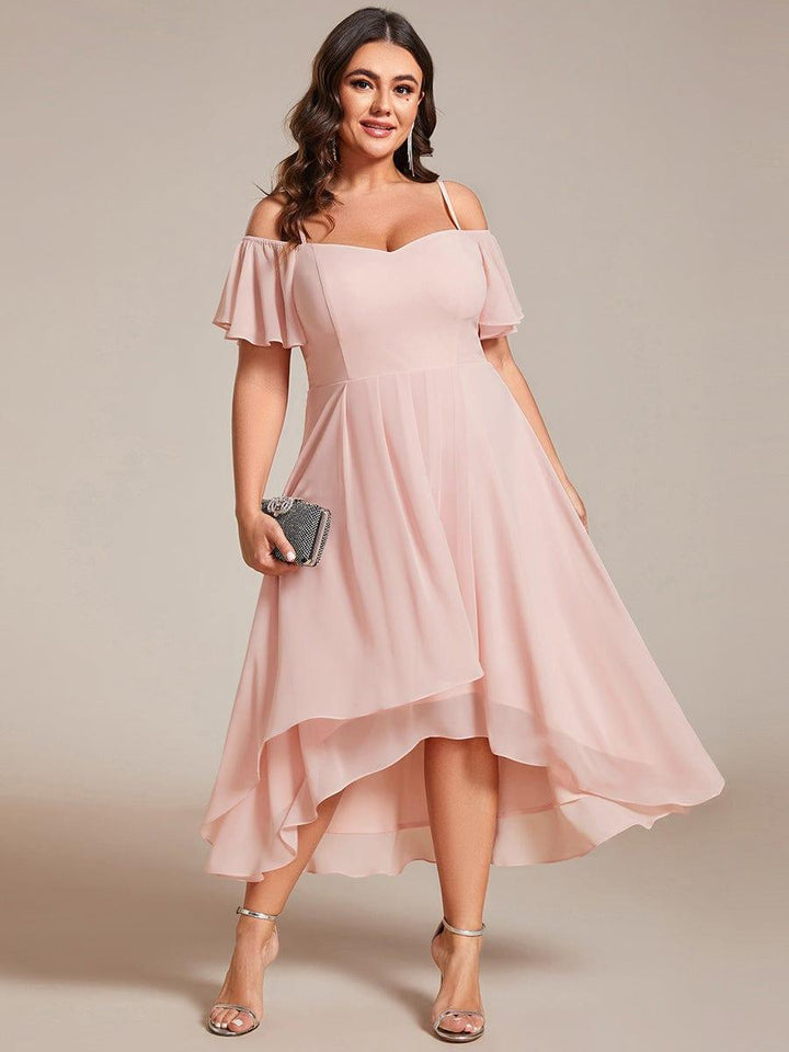 ever JORDANE|Spaghetti Strap Cold Shoulder Chiffon A-Line Midi Wedding Guest Dress