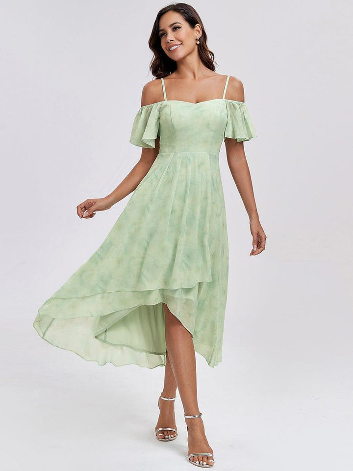ever JORDANE|Spaghetti Strap Cold Shoulder Chiffon A-Line Midi Wedding Guest Dress
