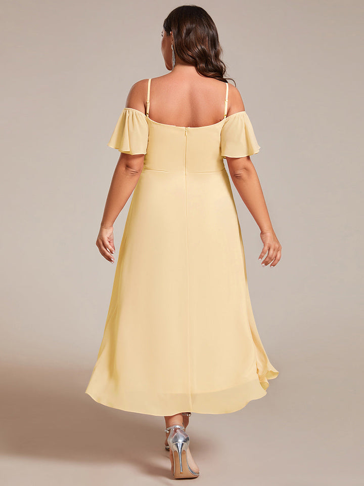ever JORDANE|Spaghetti Strap Cold Shoulder Chiffon A-Line Midi Wedding Guest Dress