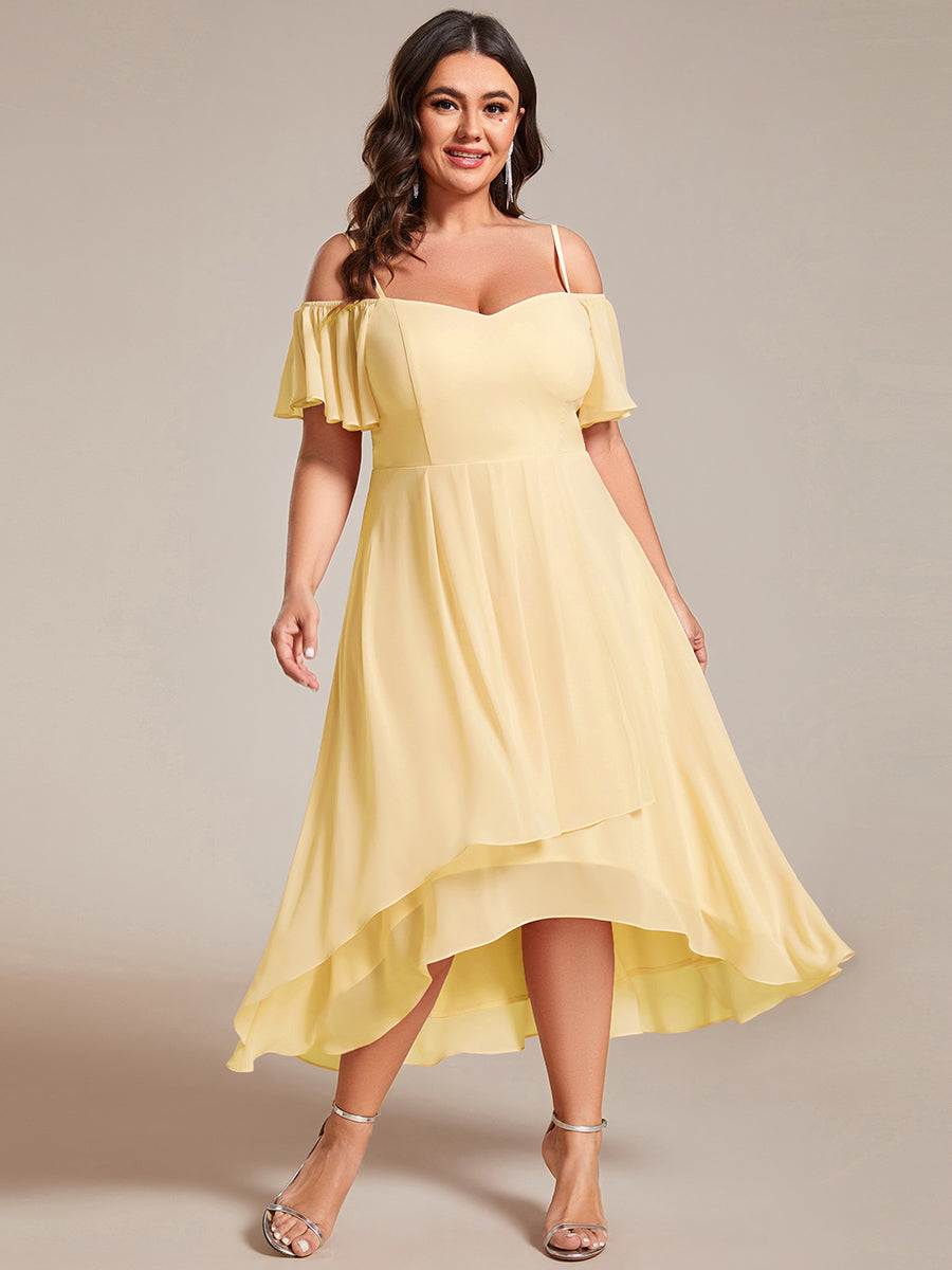 ever JORDANE|Spaghetti Strap Cold Shoulder Chiffon A-Line Midi Wedding Guest Dress